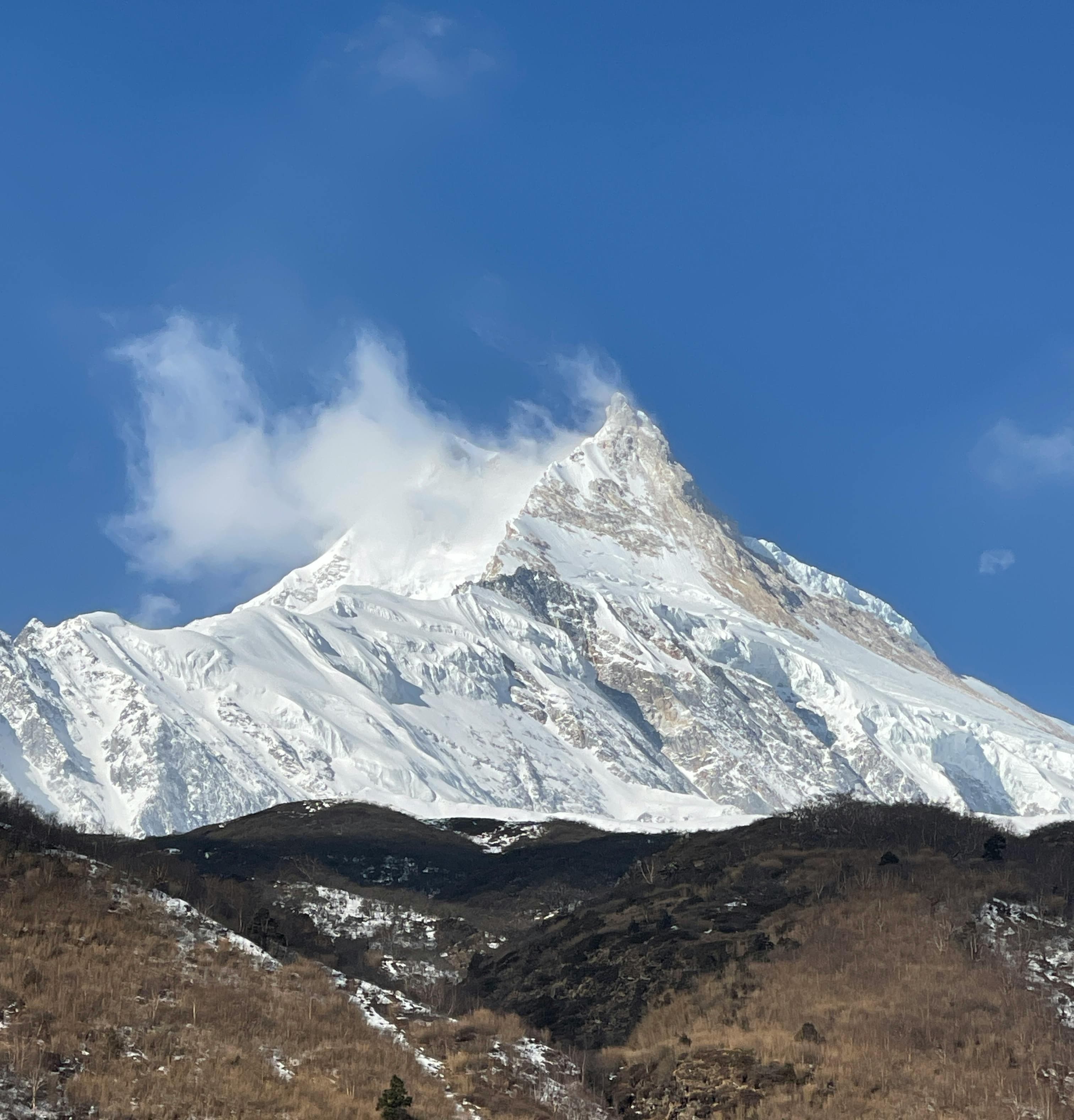 Himalayan mountain range at golden hour